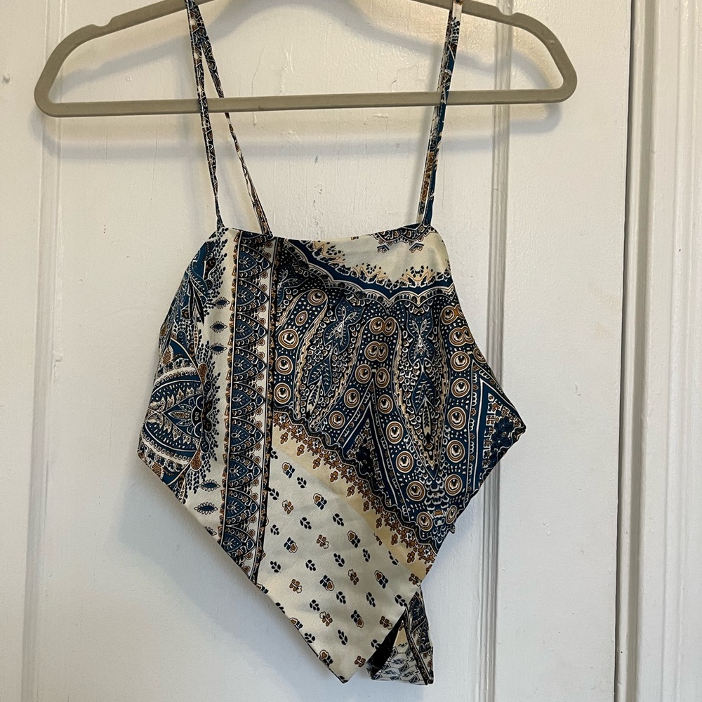 Silk tie-around handkerchief top